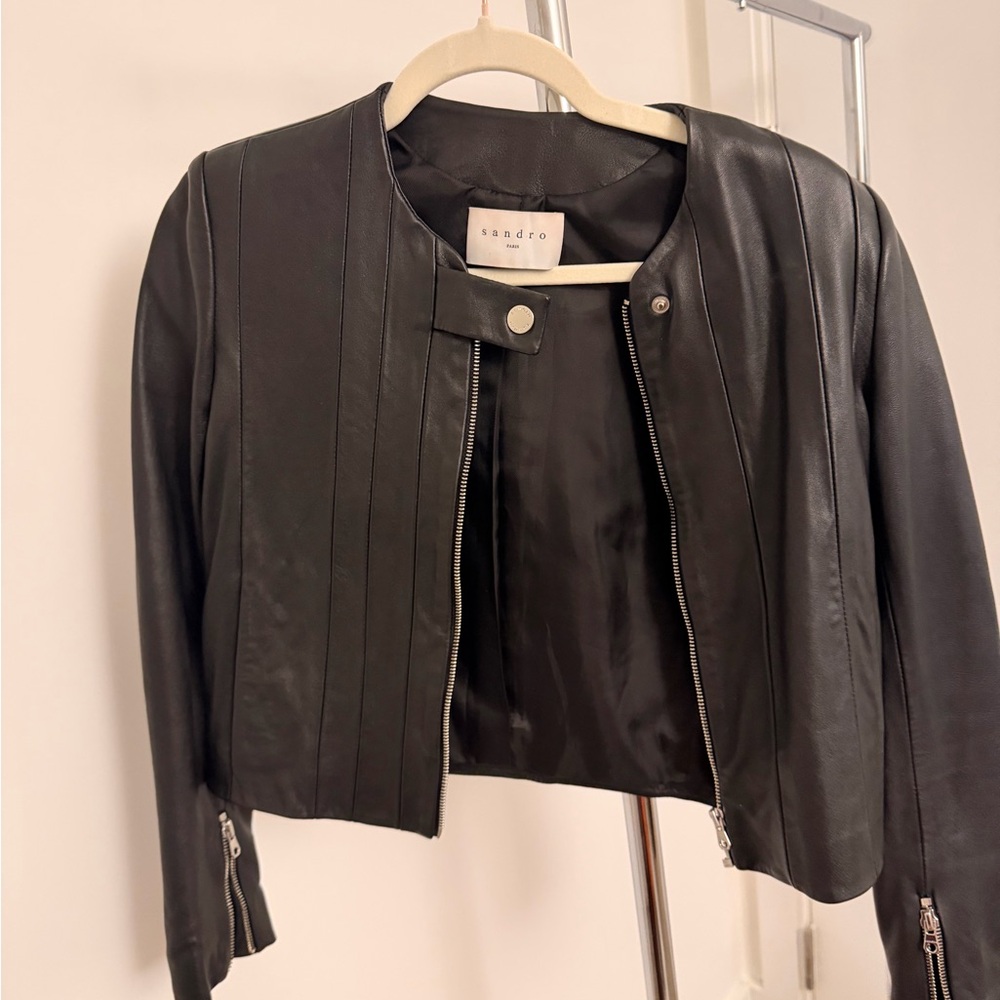 Sandro Women's Sleek Black Leather Jacket